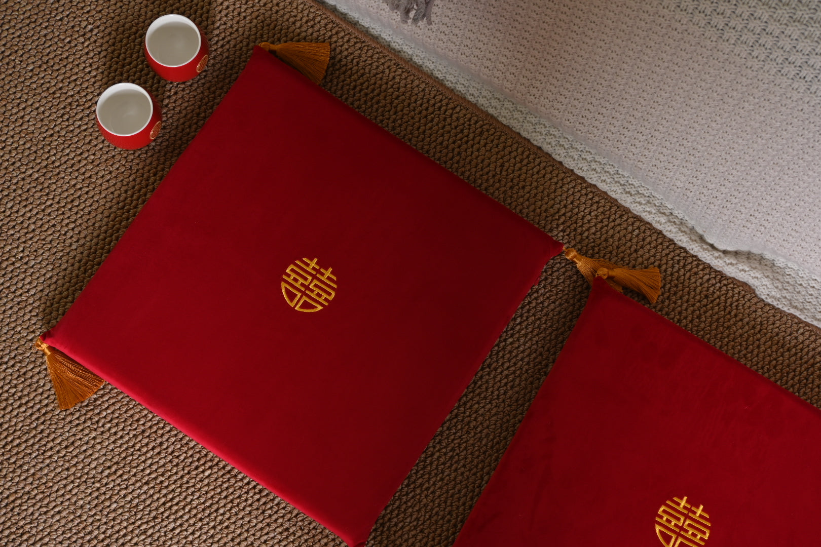 Double Happiness (Gold) Kneeling Cushions